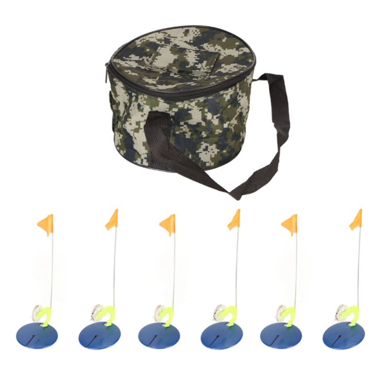 Ice Fishing Tip Up - 6er-Set Eisfischen-Flaggen-Set, freihändig, effizient, Winter-Angelruten-Indikatorflagge, tragbare