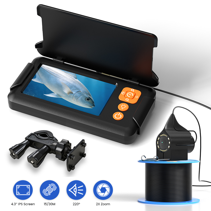 Underwater Fishing Camera - Fischereikamera mit 4,3-Zoll-Bildschirm, 15M/30M Kabel, Unterwasser-Winter-Fischfinder,