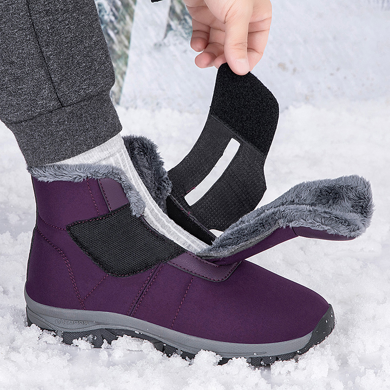 Circle Hook Set - Winter-Damen-Schneestiefel mit Pelzfutter, verstellbare Klettverschluss-Diabetikerschuhe für
