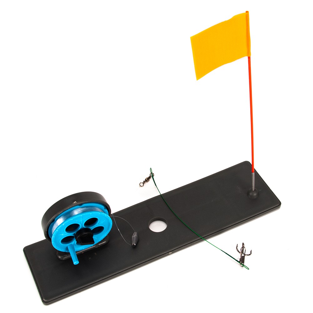 Ice Fishing Tip Up - Faltbare Winter-Eis-Angelrute mit Flaggen markierung stangen