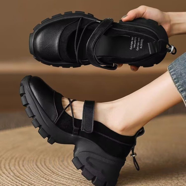 Circle Hook Set - Dicksohlige Mary Jane Lederschuhe für Damen,