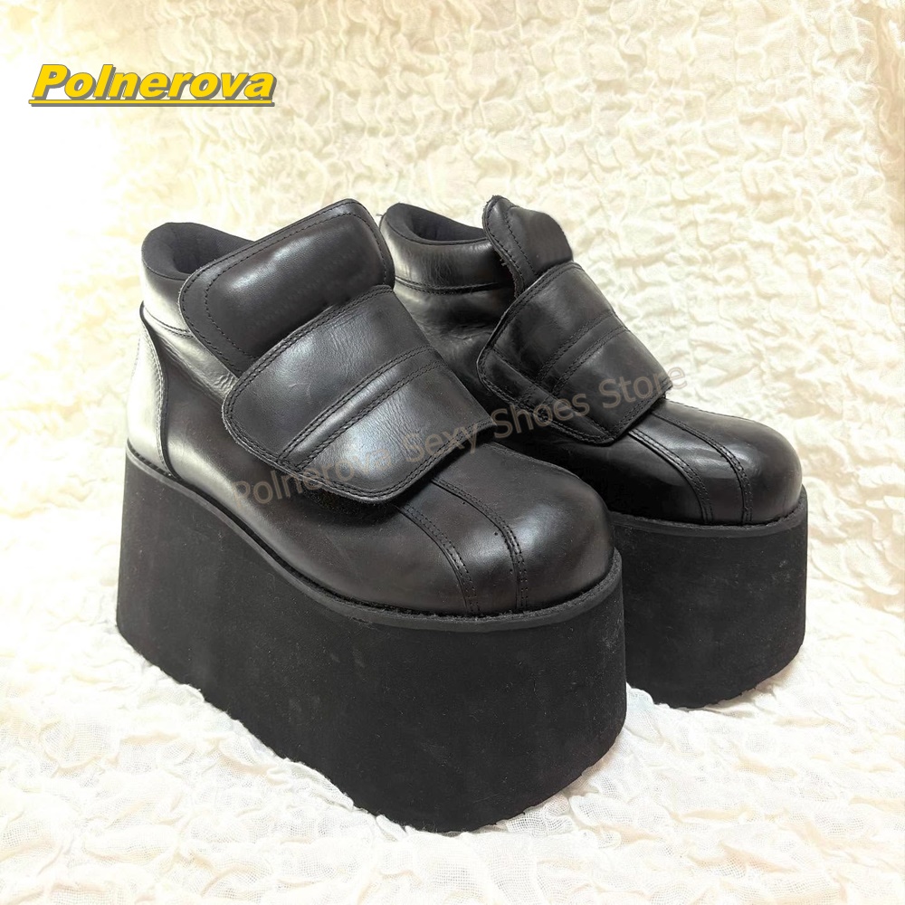 Circle Hook Set - Gothic Punk Damen Plateau-Stiefeletten Runde Spitze